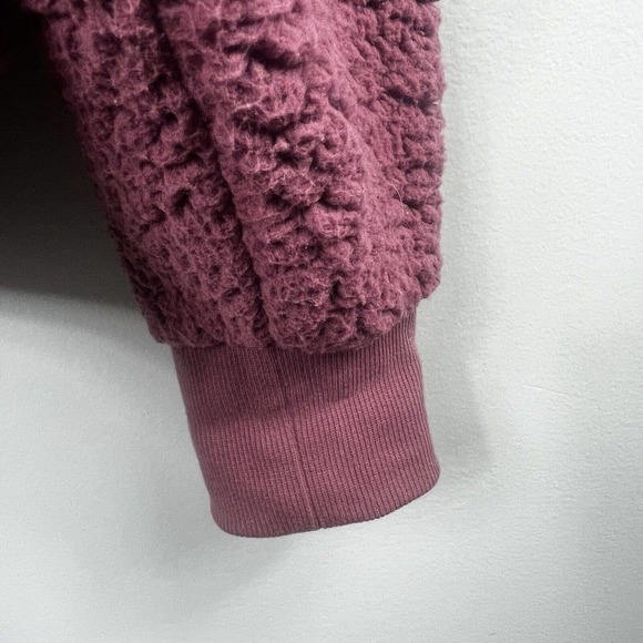 Zella Mauve Pink Teddy Bear Sherpa Jacket Size L Snap Button - Picture 5 of 13